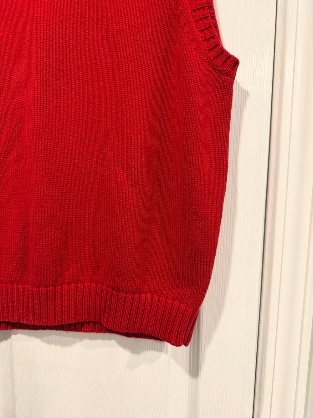 L.L.Bean Size M Red 100% Cotton V-Neck Sweater Vest Preppy Classic Holiday - Picture 5 of 8